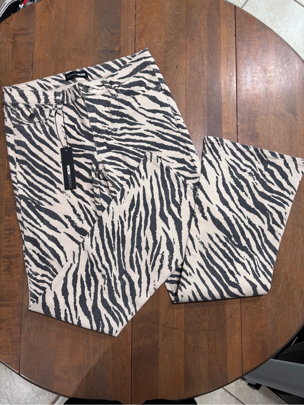 Fashion Nova Black and White Zebra Print Jeans